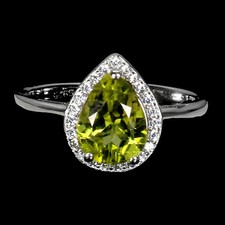 925 Bague en Argent Poire Péridot 9x7mm Naturel Pierre Précieuse Bijoux Taille 6