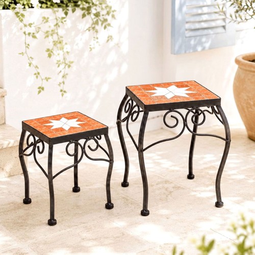 Tabouret fleurs mosaïque - à,