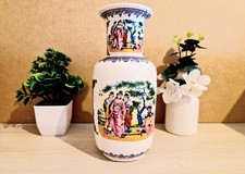 Vase Chinois en Céramique - Floral - Personnage - Vintage 