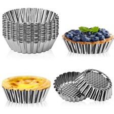 20 PCS Moule à Tarte aux œufs Acier Inoxydable Moule à Tartelettes Métal Tart...