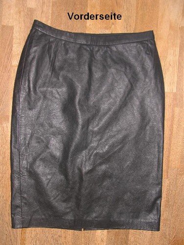 Jupe cuir noir - mi-longue, en