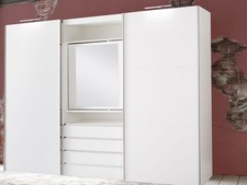Armoire À Glissière Magie 300CM Blanche Avec Élément Miroir Pivotant