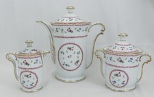 Bernardaud Artois rose, service à thé/café, 3 pièces, porcelaine de Limoges.