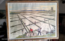 Ancienne Affiche géographie scolaire ROSSIGNOL RECTO VERSO 58x78cm sans le cadre