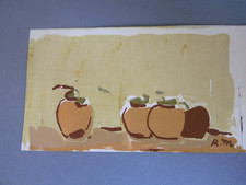 MENDOZE Robert Gouache originale signé handsigned Nature morte Pommes Toulon