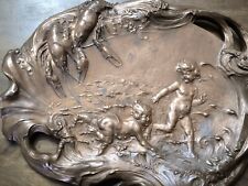 Haut relief en cuivre à décor d'enfants et d'écrevisses