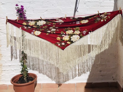 Antique silk red floral - red,
