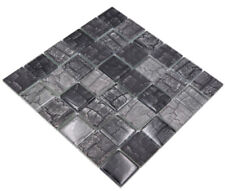 Mosaïque Noir Argent Blumenoptik Pâte de Verre Brillant Carré Mur Bain WB88-88P