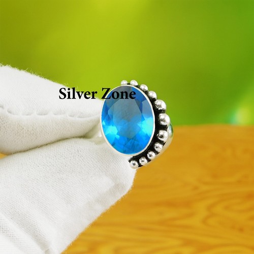 Bague topaze bleue argent - bague,