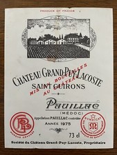Étiquette Château Grand Puy Lacoste 1975 - 73 cl
