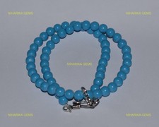 Collier En Pierre Teintée Turquoise Ronde De Décembre En Argent Sterling Neuf