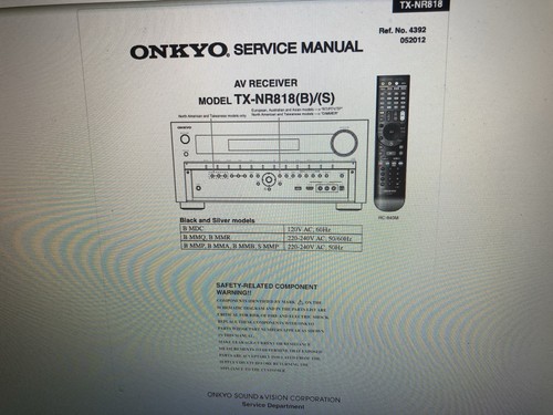 Onkyo 818 service - tx-nr-818, manual