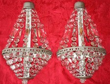 2 ANCIENNES GRANDES APPLIQUES MONGOLFIER GIRANDOLE , CRISTAL ,2 BRAS DE LUMIÈRES