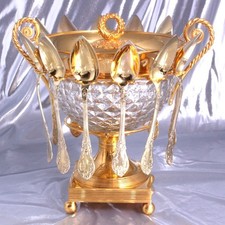 BOULANGER - SPLENDIDE CONFITURIER EMPIRE- ARGENT MASSIF XIX 2 COQ VERMEIL