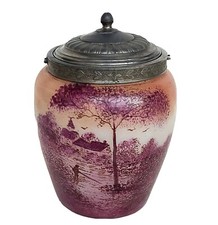 ANCIEN SEAU A BISCUIT DECOR LACUSTRE 