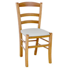 Chaise Bois Paesana Noyer Claire Avec Siège Cuir Artificiel Gris Claire