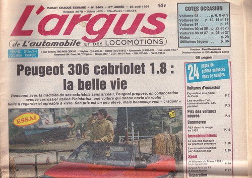 Argus 3403 peugeot 306 - l'argus,