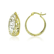 Or Jaune Flash 925 Argent Deux Nuances Coupe Diamant Filigrane Volutes Boucle