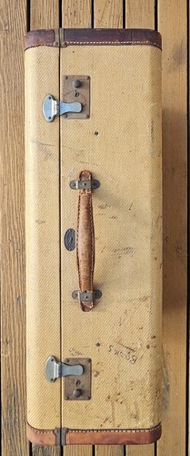 Vintage beige canvas - vintage, suitcase