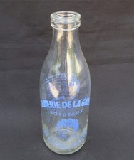 Ancienne bouteille lait fromage LAITERIE DE LA GARE Bordeaux Vanille Bourbon