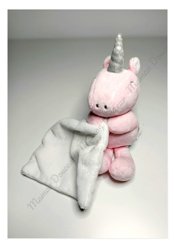 Doudou peluche licorne rose - licorne, et