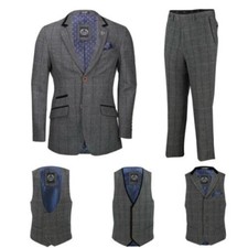 Hommes Gris Motif Chevrons 3 Pièce Costume Vendu Séparée Blazer Pantalon Gilet