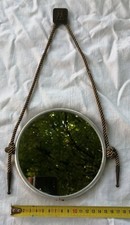C5T2 - Ancien miroir rond suspendre cordon avec ferrets et macaron angelots
