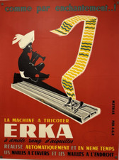ERKA machine à tricoter double rang d'aiguille affiche originale  vers 1950