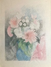 Marie Laurencin lithographie bouquet de fleurs scènes fantasmatiques 
