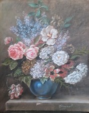 Tableau Peinture Pastel Bouquet De Fleurs  Roses