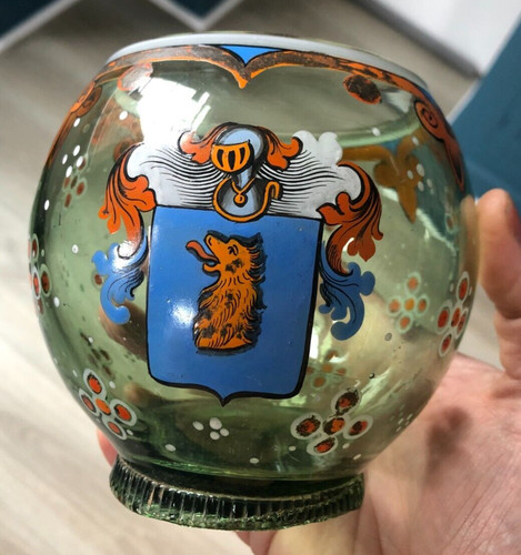 Ancien vase verre emaillé - vase,