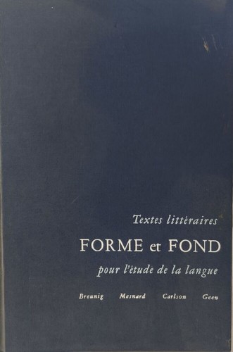 Textes littéraires forme - , et