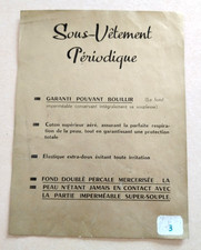 SOUS-VÊTEMENT PÉRIODIQUE 1950 NOTICE FABRIQUANT CULOTTE MENSTRUELLE TAILLE 3 TBE