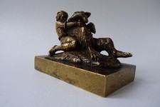 SCULPTURE EN BRONZE  XIX  Signée  RIVOULON  "PAYSAN ET OURS "