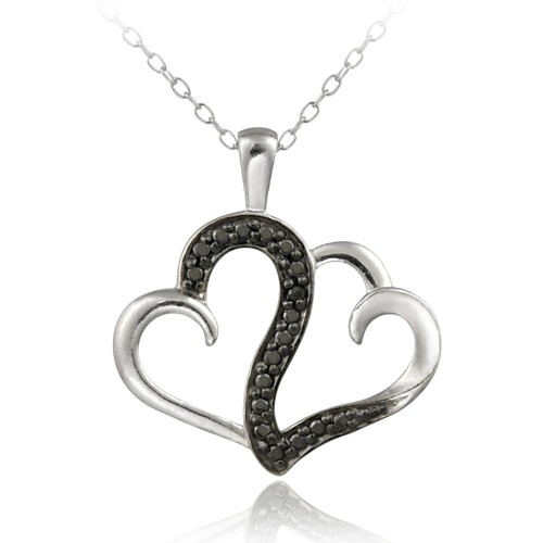 925 argent diamant noir accent - argent,
