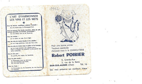 Calendrier 1962 10 cms - calendrier, h.