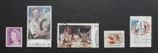 Timbres Australie 1971/1981. 5 timbres oblitérés & sans trace de charnière TBE.