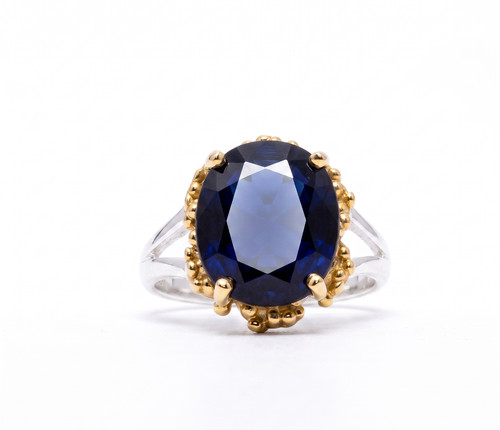 Saphir bleu bague 925 argent - saphir,