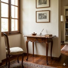Bureau Ancien Noyer Gravé