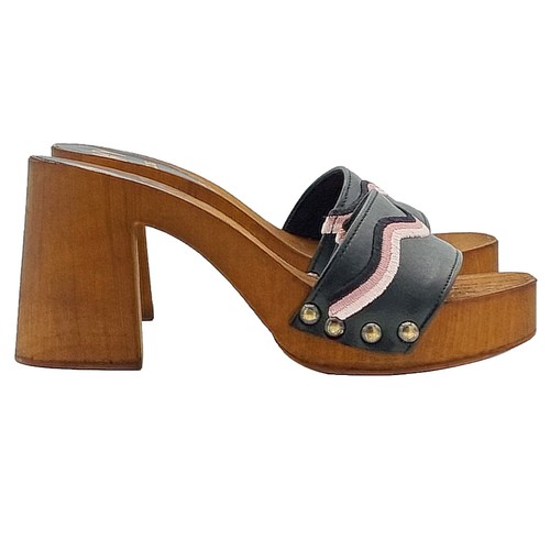 Mule avec bande cuir noir - bande,