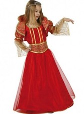 Déguisement Fille REINE Rouge 7/8/9 ans Enfant Princesse Médiévale NEUF