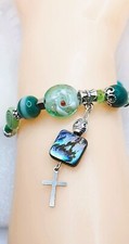 Bracelet art deco vert patine - bracelet,