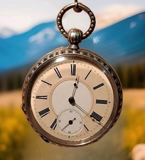 montre gousset 1890 Suisse argent gravé Guillaume Tell cadran couleur fonctionne