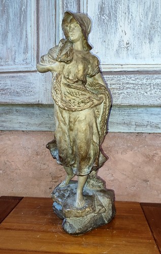 Statue terre cuite patinée - cuite,