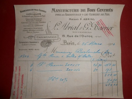 Ancienne facture manufacture - ancienne,