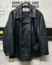 GENUINE VINTAGE SCHOTT US 740N LEATHER PEACOAT JACKET BLACK SUPER EX !!! SIZE 48