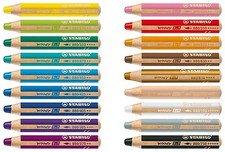 Stabilo Woody 3 En 1 Crayons Jumbo Multi-Talents - 18 Couleurs Disponibles