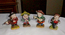 4 Gnomes Musiciens Grotesque en Porcelaine de Saxe XIXè Signé N Couronné RARE