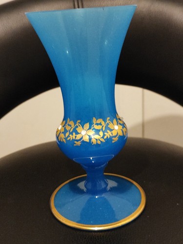 Flacon verre opalin bleu - verre,