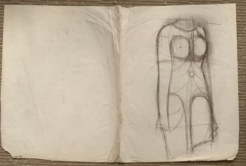 Tableau ancien fusain étude